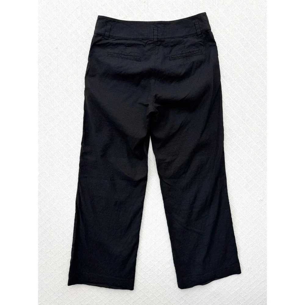Banana Republic Harrison Black Stretch Linen Pants Straight Leg Mid Rise Size 2